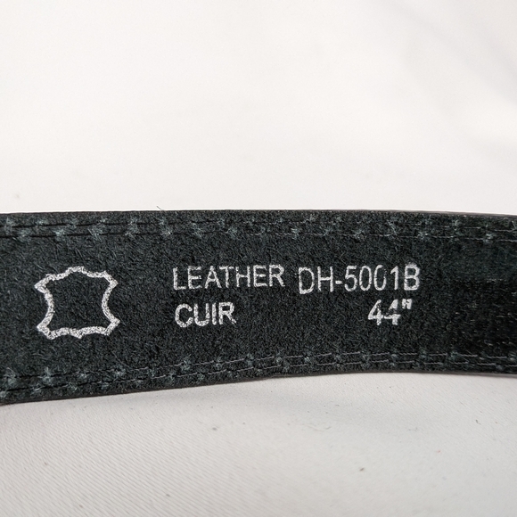 American Pride Black Leather Belt Size 44 With Eagles Pattern Bikercore - Picture 4 of 8